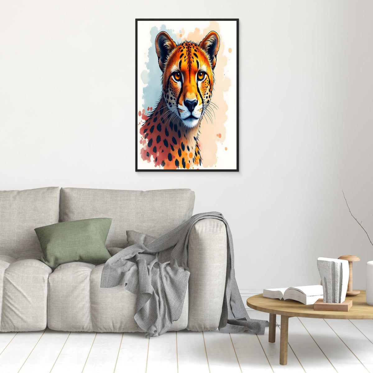 Abstract Cheetah Minimalist Ink Style Canvas
