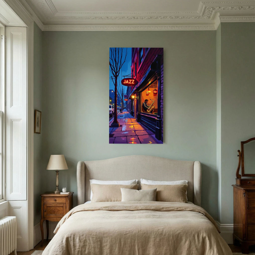 Jazz Bar Street Scene Canvas Wall Art