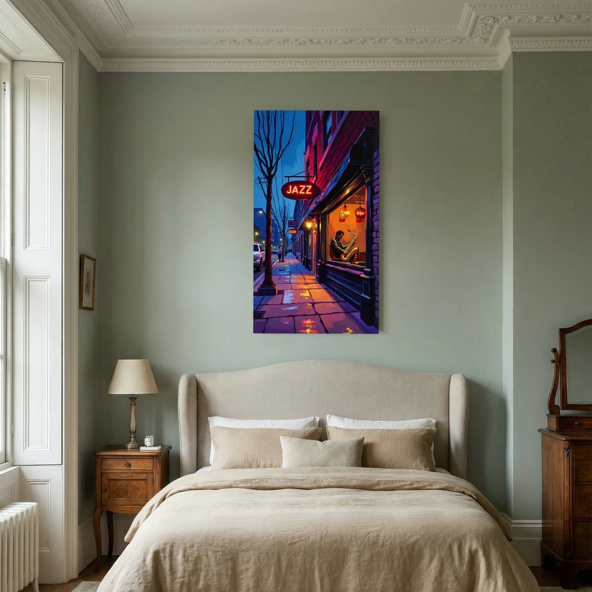 Jazz Bar Street Scene Canvas Wall Art