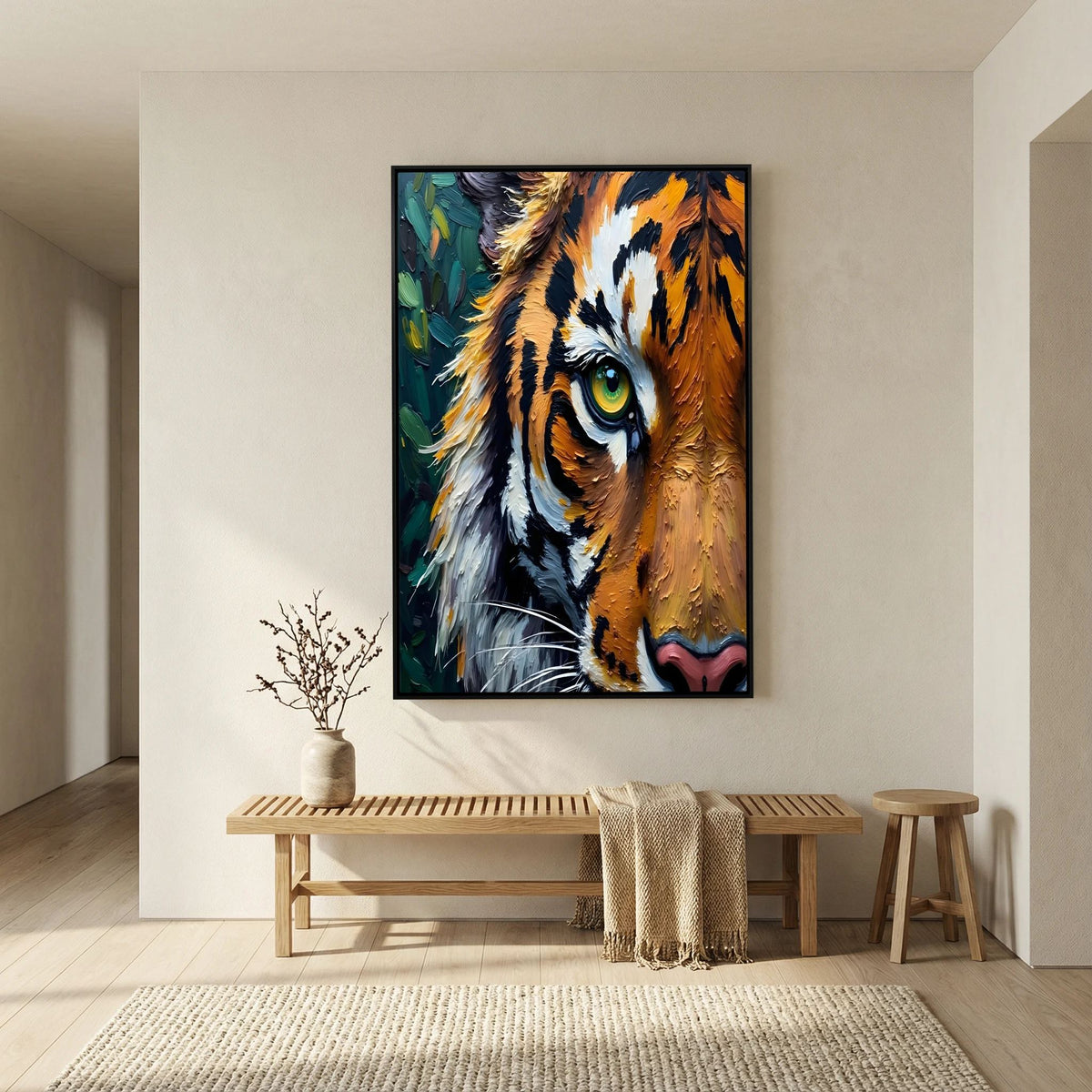 Bold Tiger Abstract Oil Style Canvas Wall Art