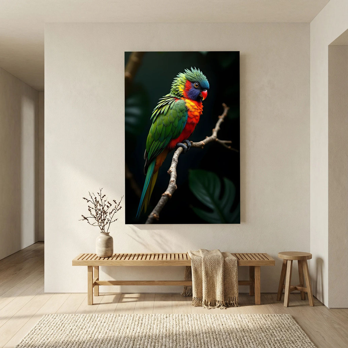 Ruffled Parrot Colourful Wall Canvas Minimalist Wall Decor
