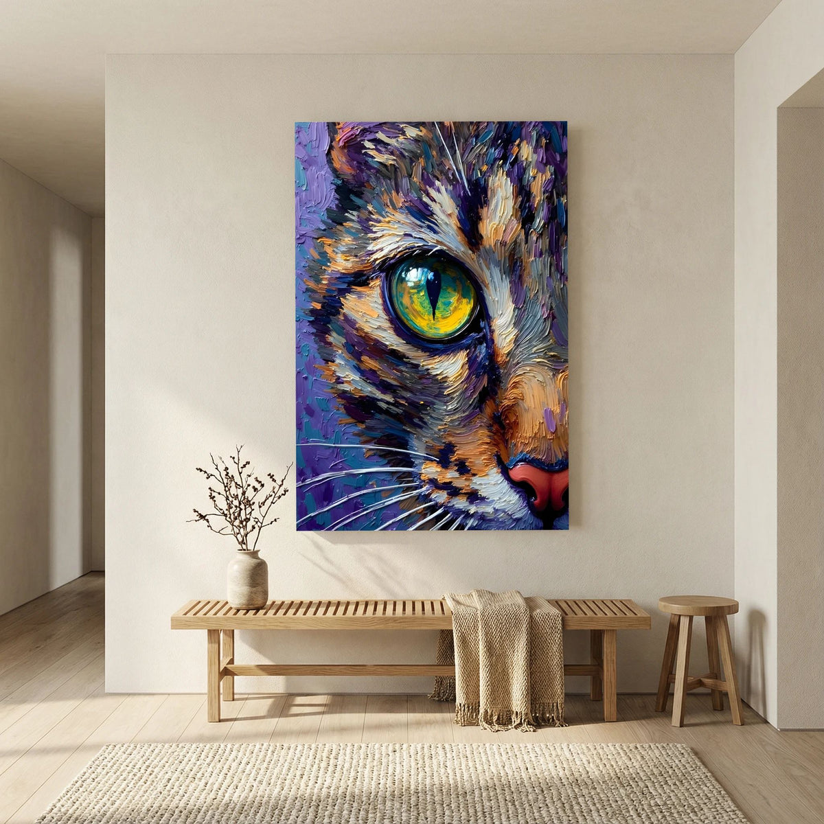 Abstract Domestic Cat Oil Style Canvas Minimalist Wall Decor