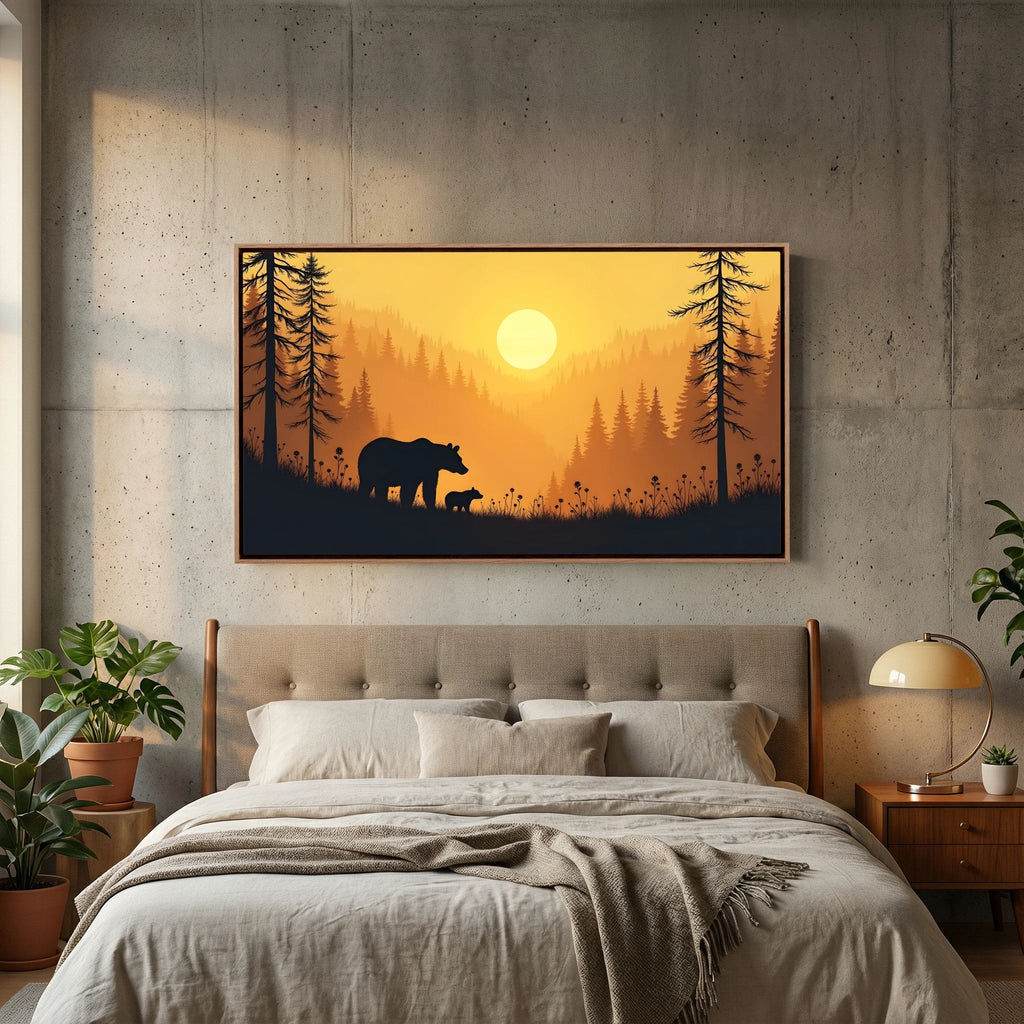 Bears In The Alaskan Wilderness At Sunset Abstract Canvas