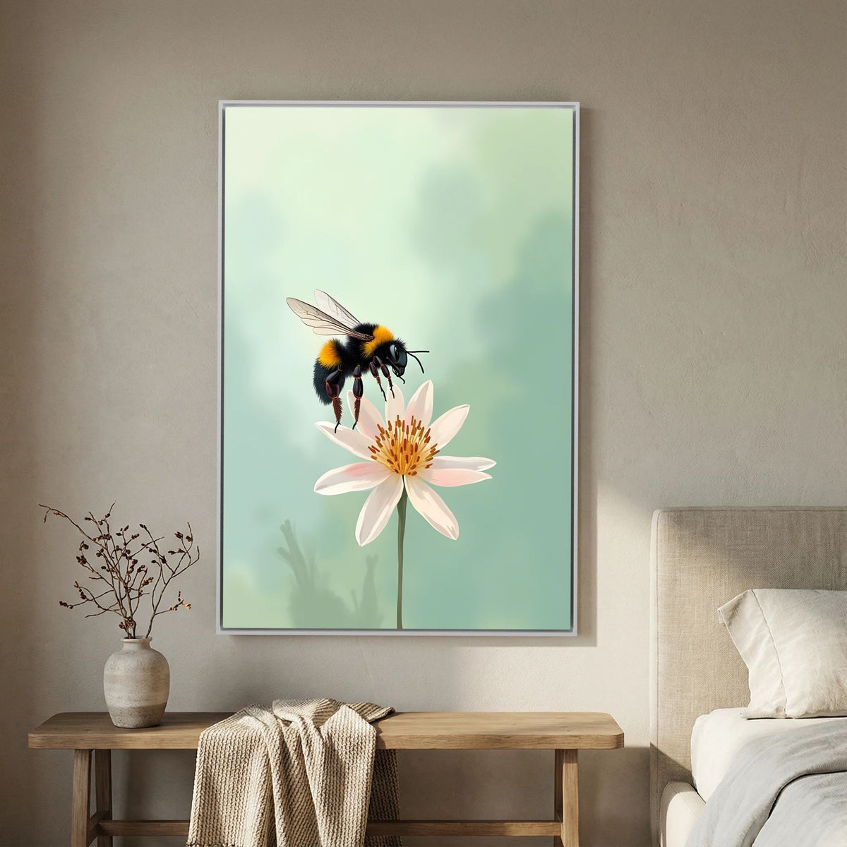 Delicate Bumble Bee Wall Art Minimalist Decor
