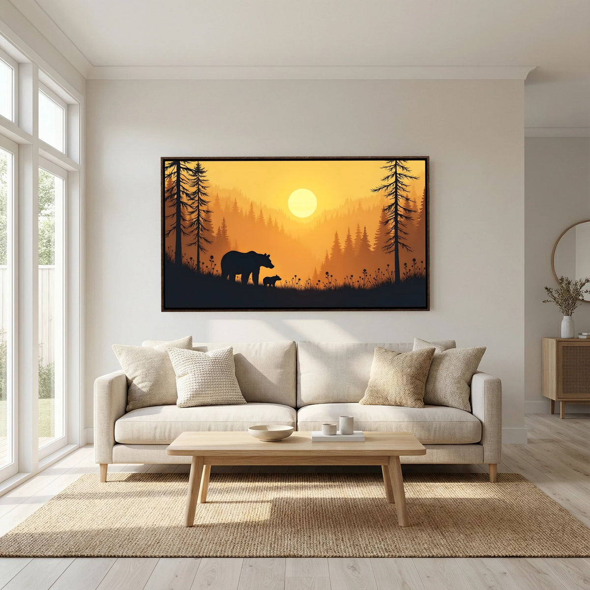 Bears In The Alaskan Wilderness At Sunset Abstract Canvas
