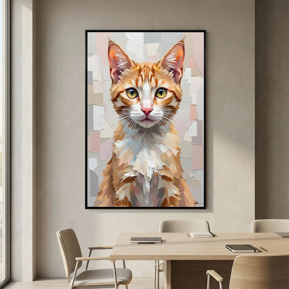 Cute Kitten Abstract Oil Style Minimalist Canvas Kids Room
