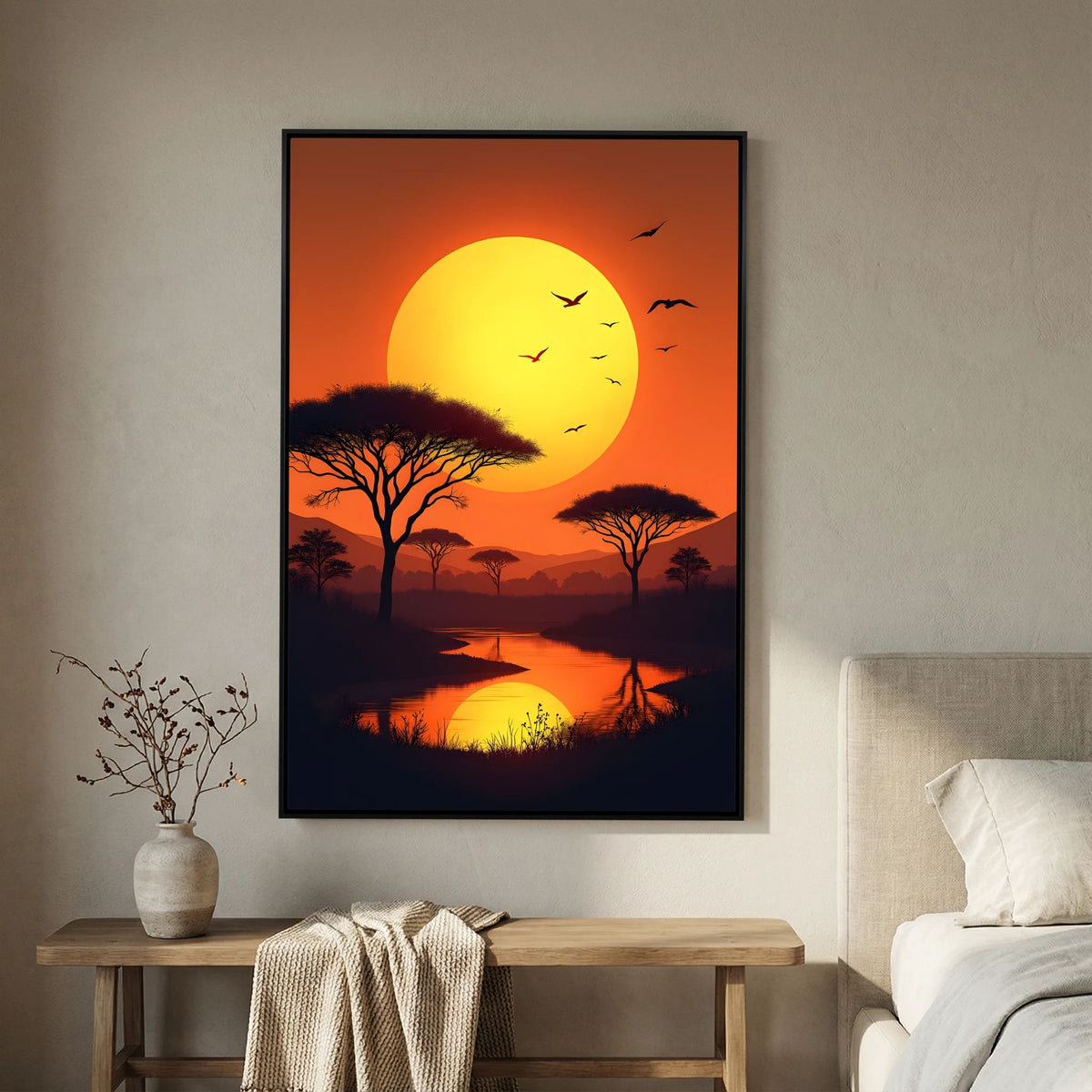 Acacia Trees At Sunset Canvas Wall Art