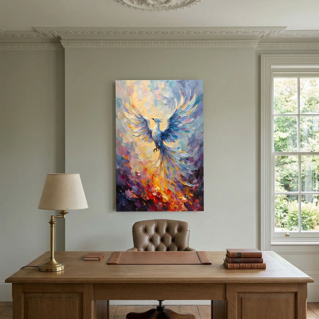 Phoenix In Flight Vibrant Majestic Minimalist Oil Style Decor