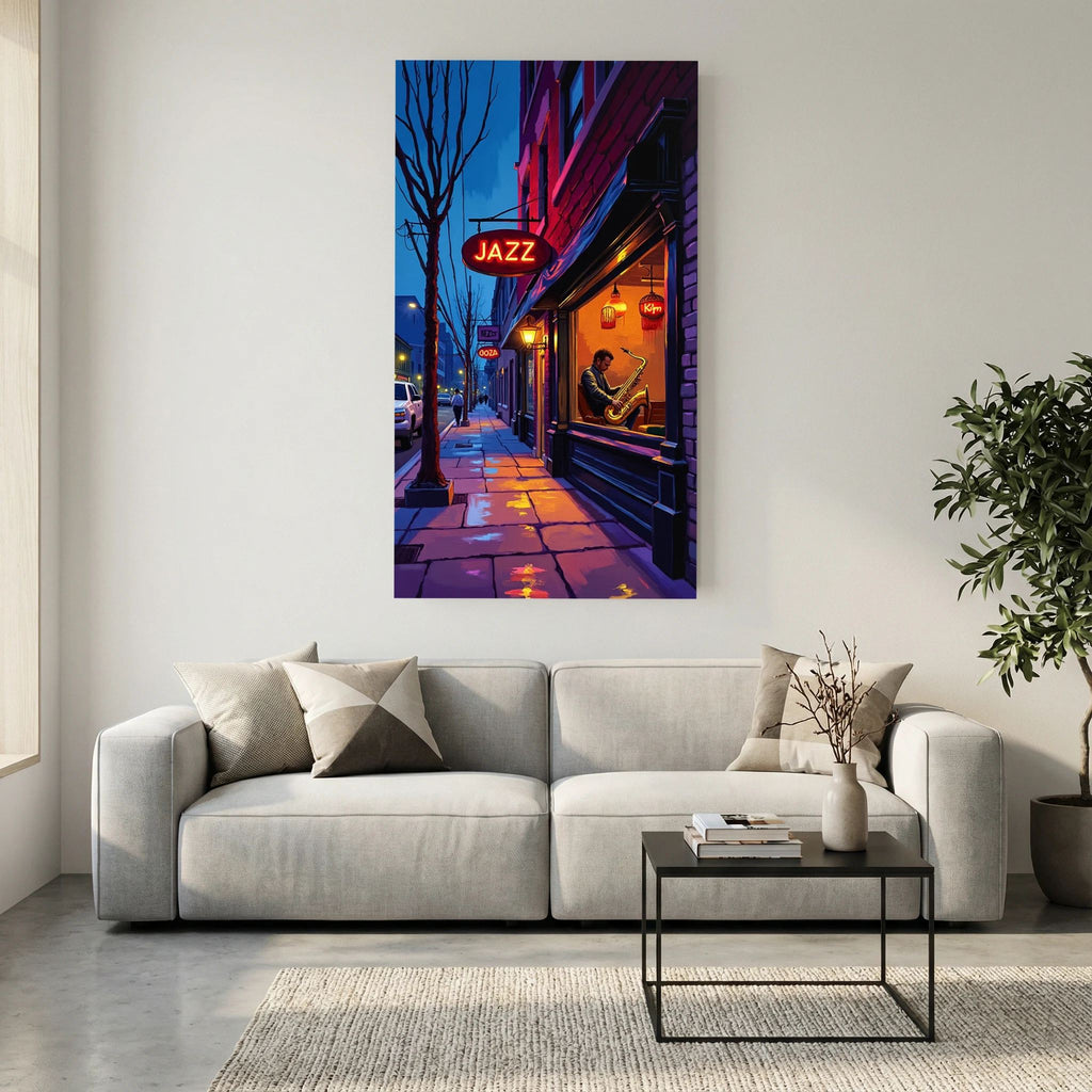 Jazz Bar Street Scene Canvas Wall Art