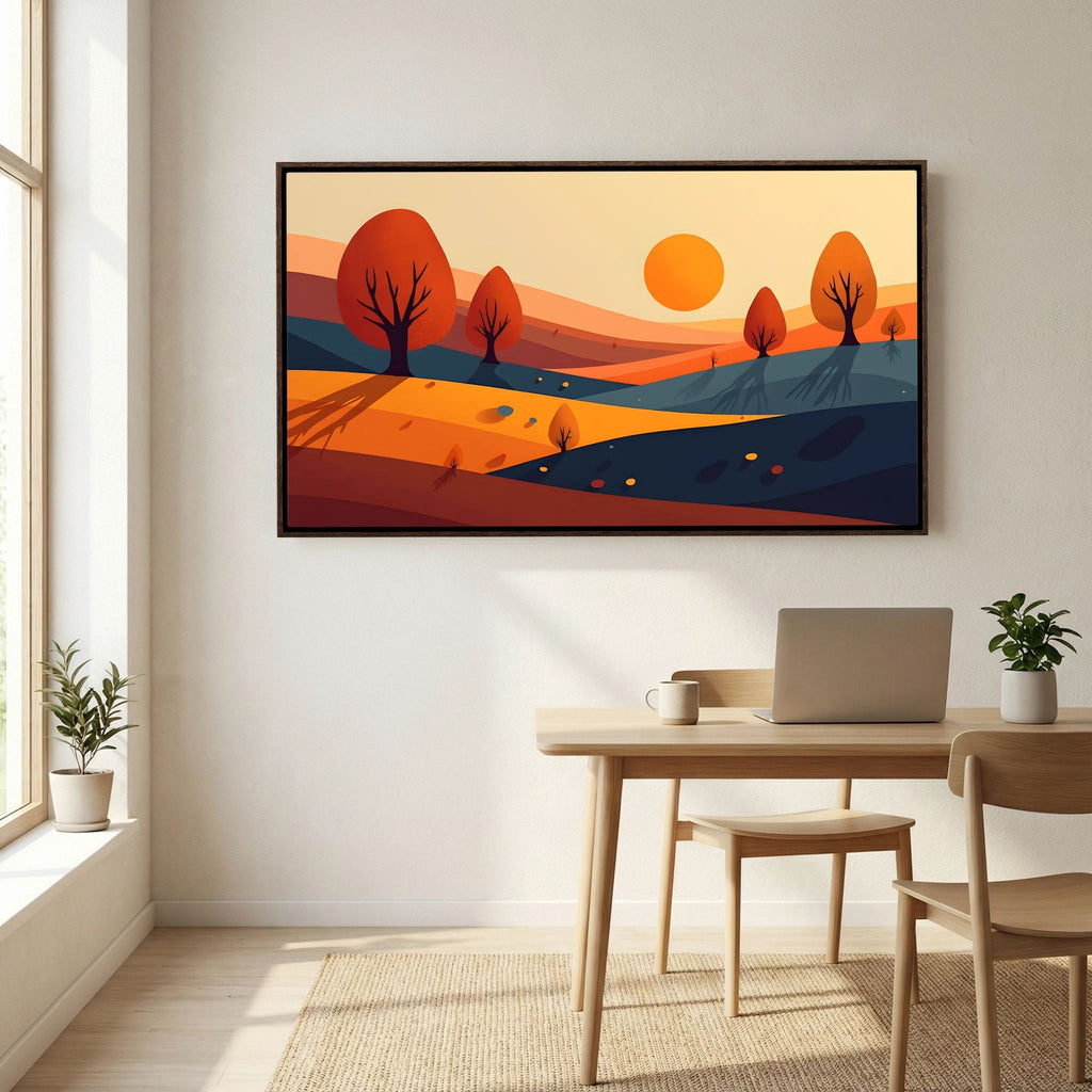 Autumn Trees At Sunset Abstract Wall Art