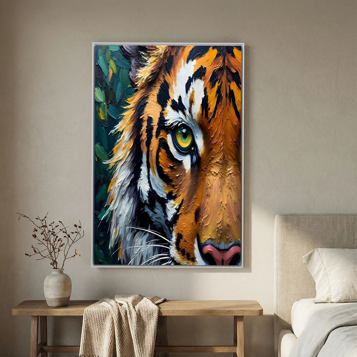Bold Tiger Abstract Oil Style Canvas Wall Art