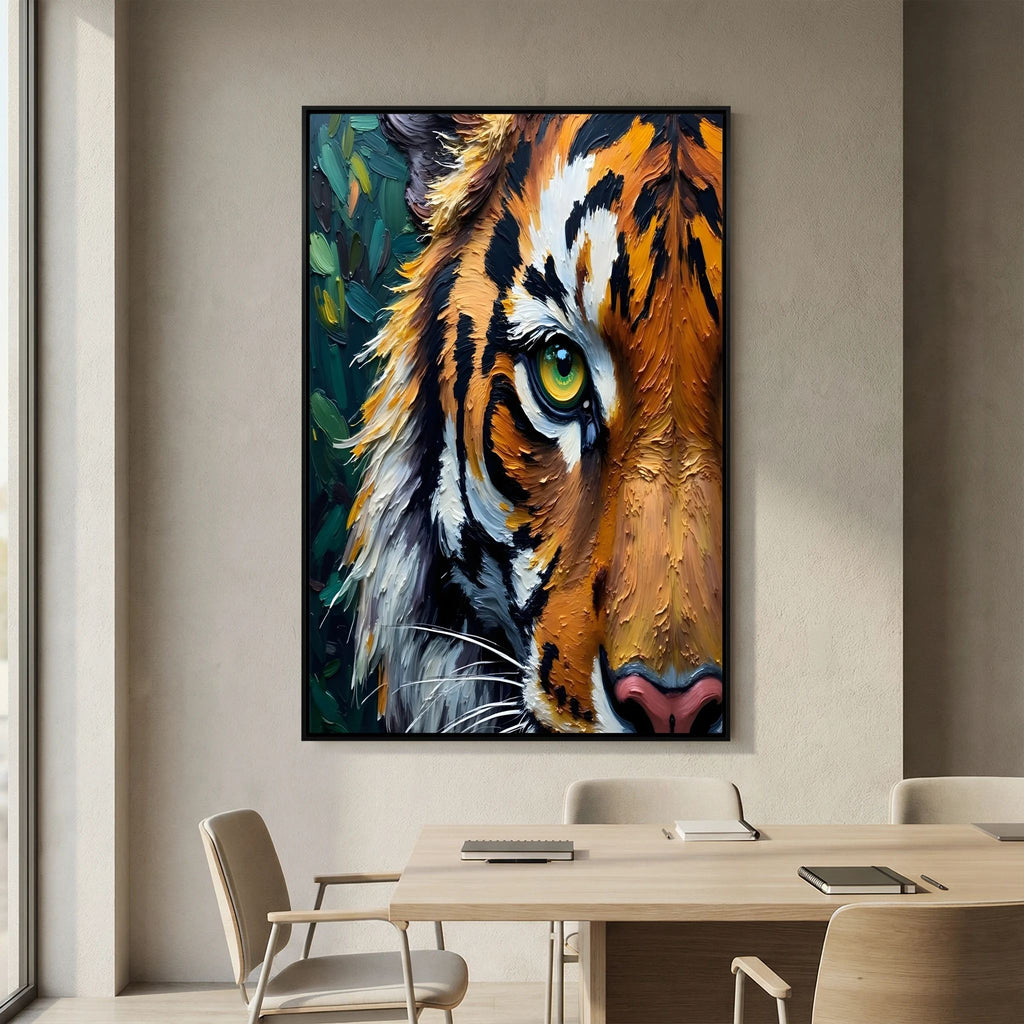 Bold Tiger Abstract Oil Style Canvas Wall Art