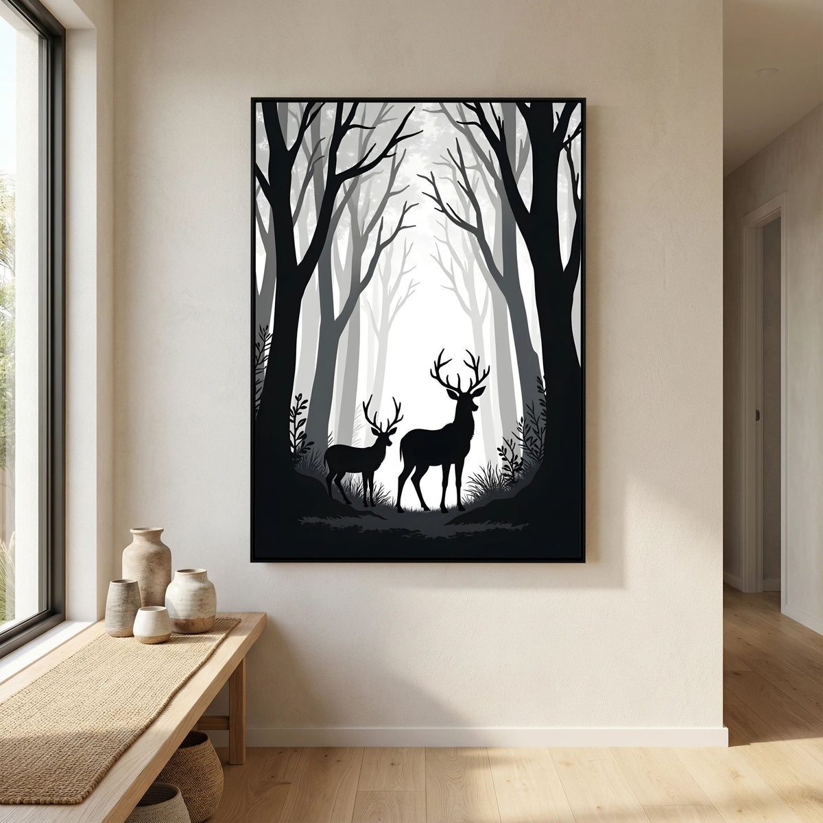 Black & White Forest Deer
