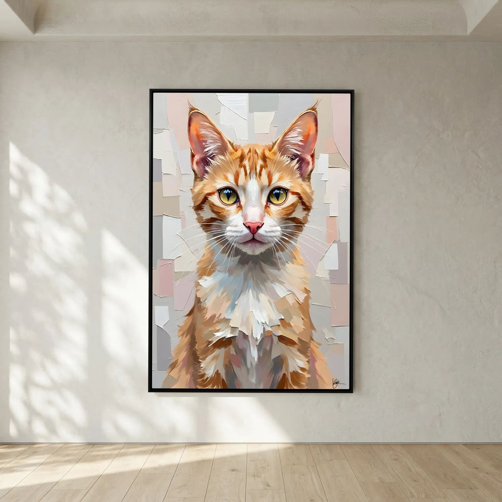 Cute Kitten Abstract Oil Style Minimalist Canvas Kids Room