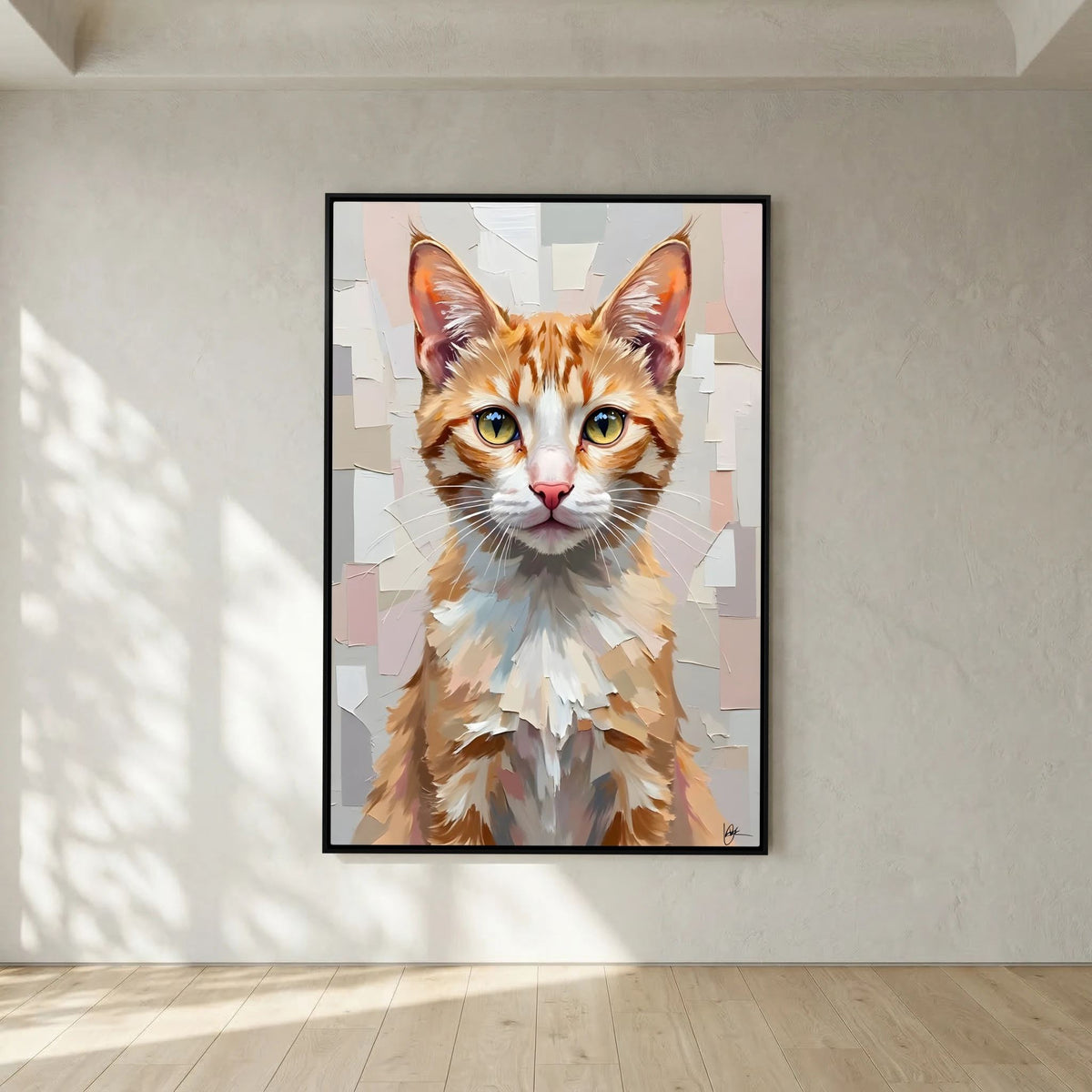 Cute Kitten Abstract Oil Style Minimalist Canvas Kids Room