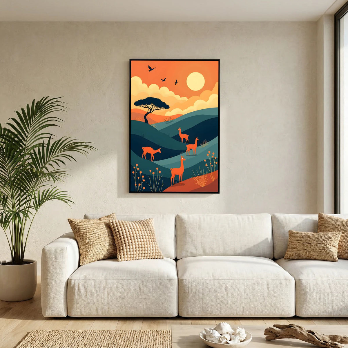 Alpaca At Sunset Abstract Wall Canvas