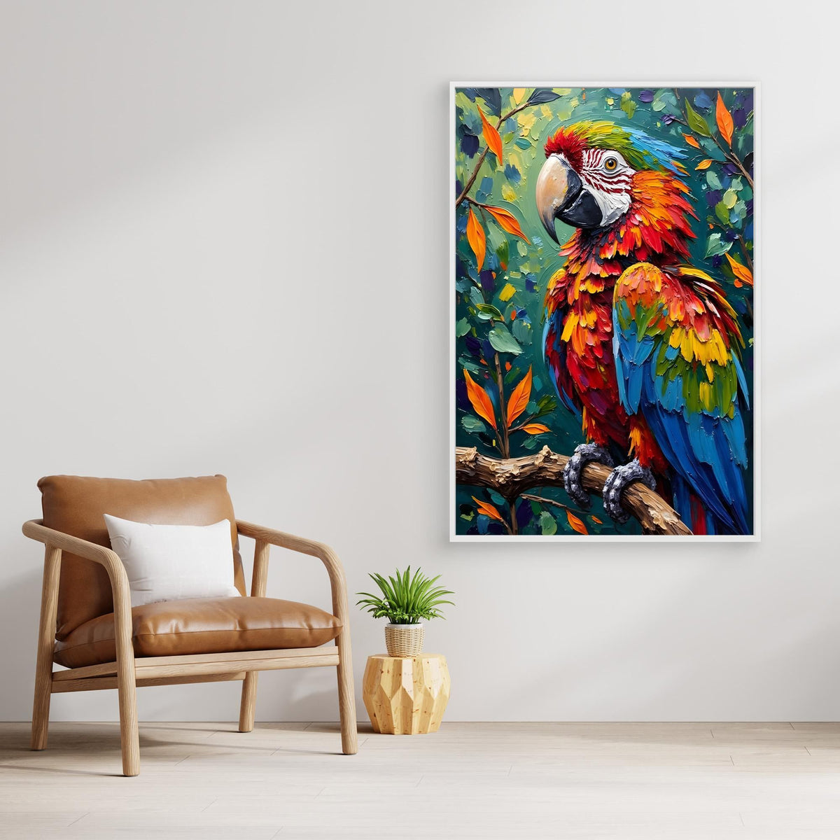 A Vibrant Macaw Stand Out In Any Room Minimalist Wall Canvas