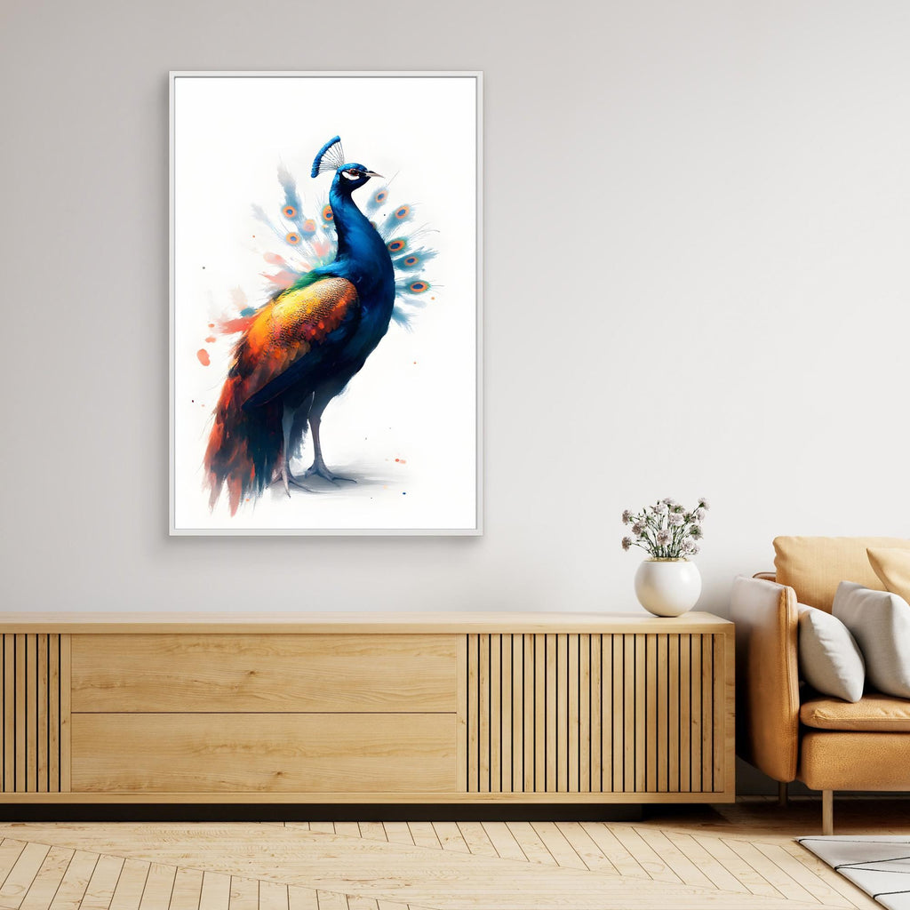 Abstract Peacock Canvas Wall Art Print Modern Oil Style Minimalist