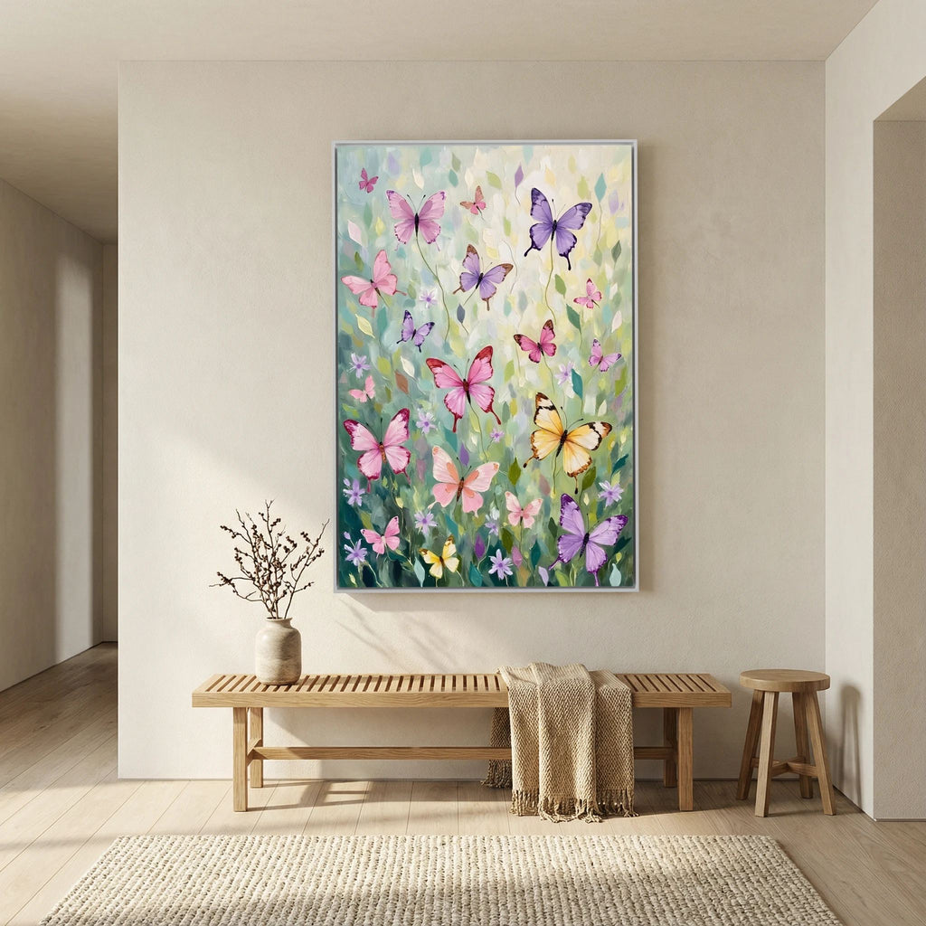 Butterfly Wall Art Pastel Colours Minimalist Abstract Canvas