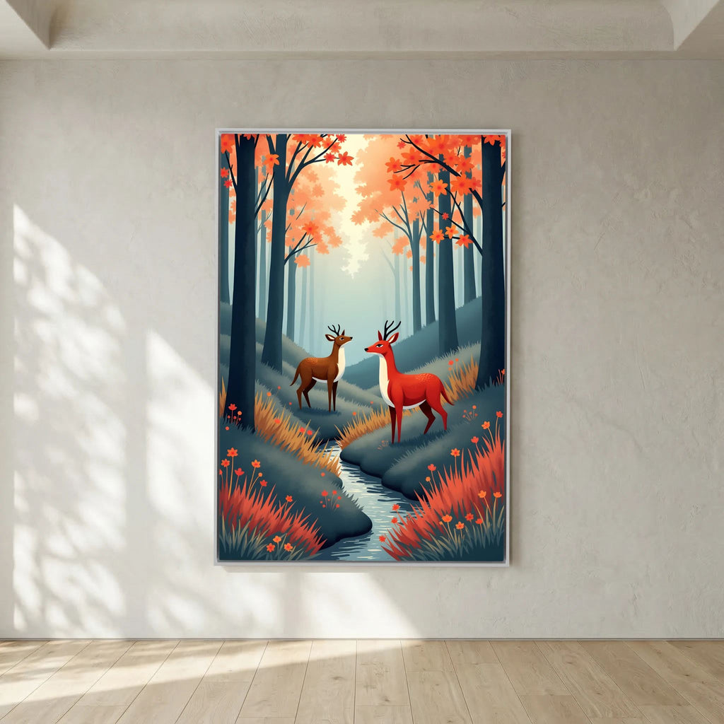 Forest Scene Abstract Deer