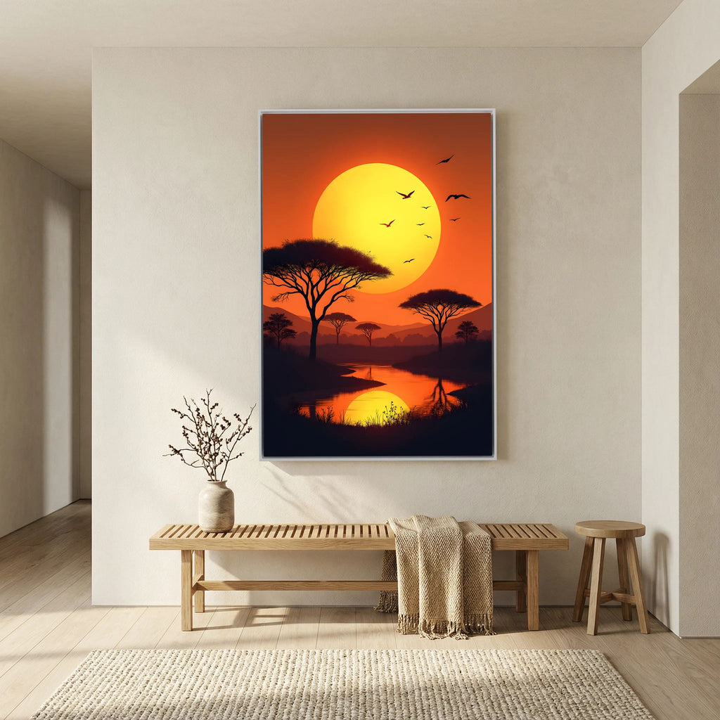 Acacia Trees At Sunset Canvas Wall Art