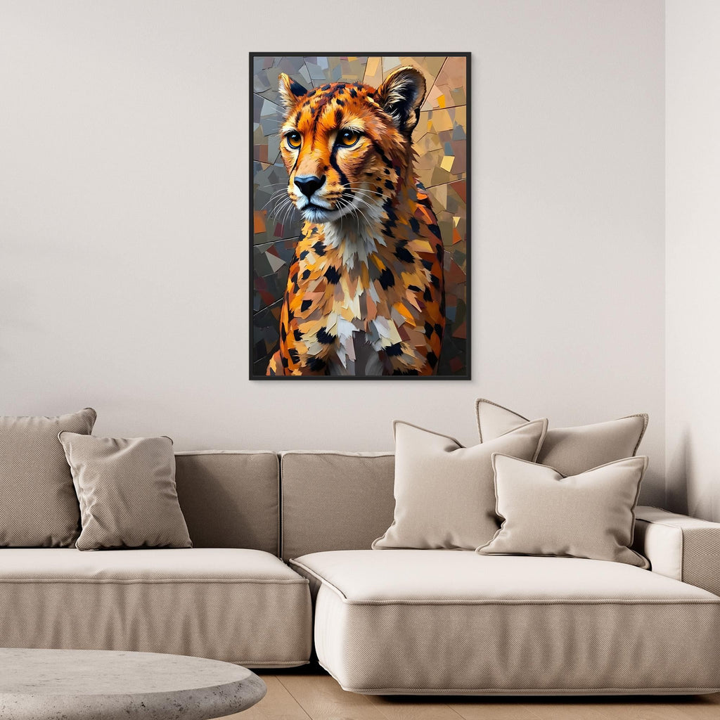 Oil Style Abstract Cheetah Statement Minimalist Wall Canvas