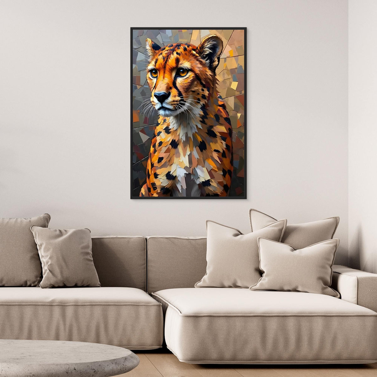 Oil Style Abstract Cheetah Statement Minimalist Wall Canvas