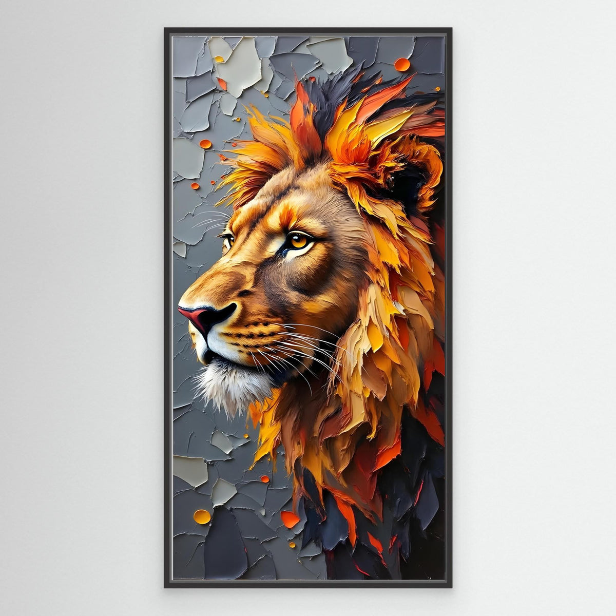 Abstract Male Lion Oil Painting Style