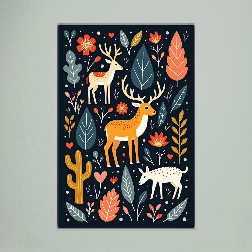 Abstract Deer Wall Canvas