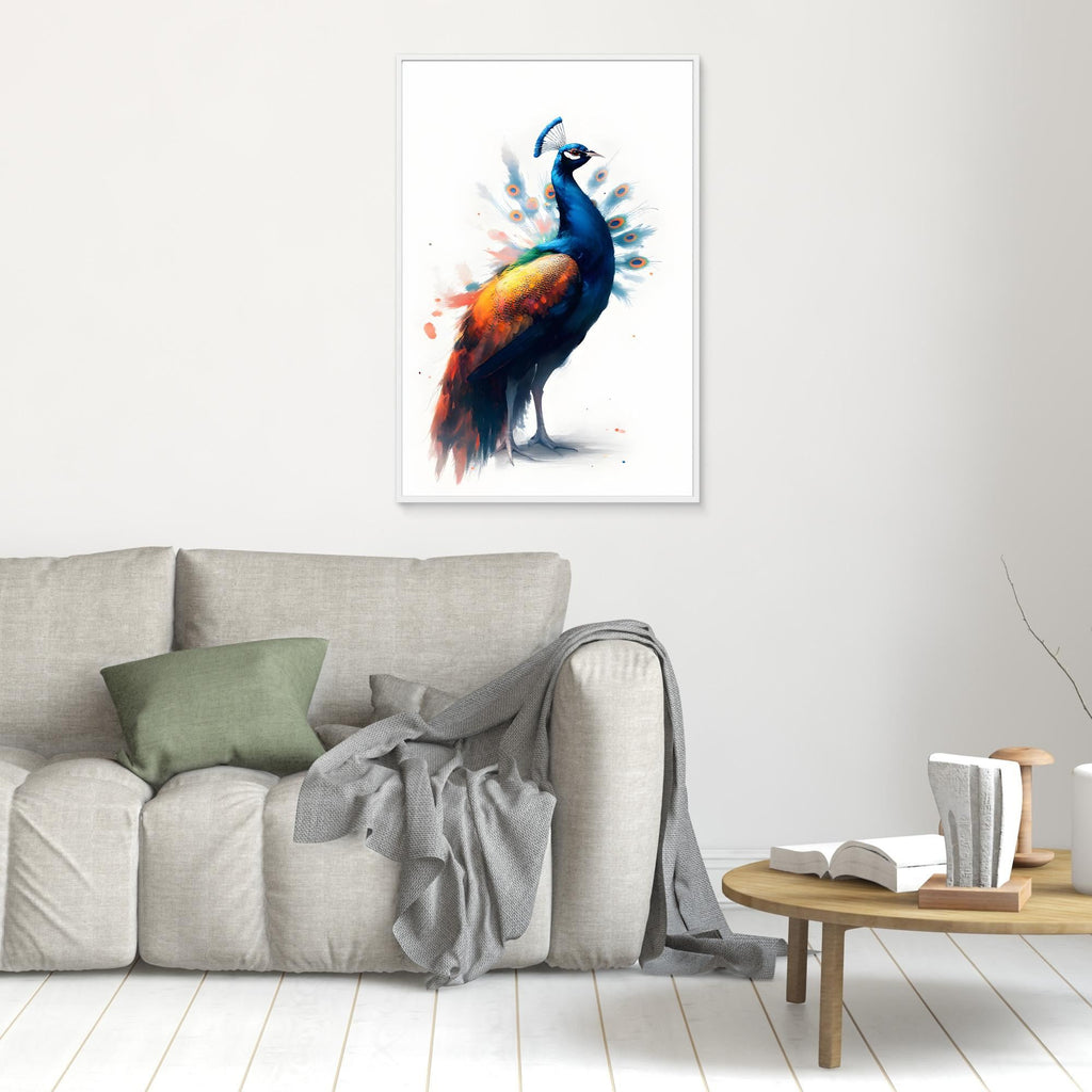 Abstract Peacock Canvas Wall Art Print Modern Oil Style Minimalist