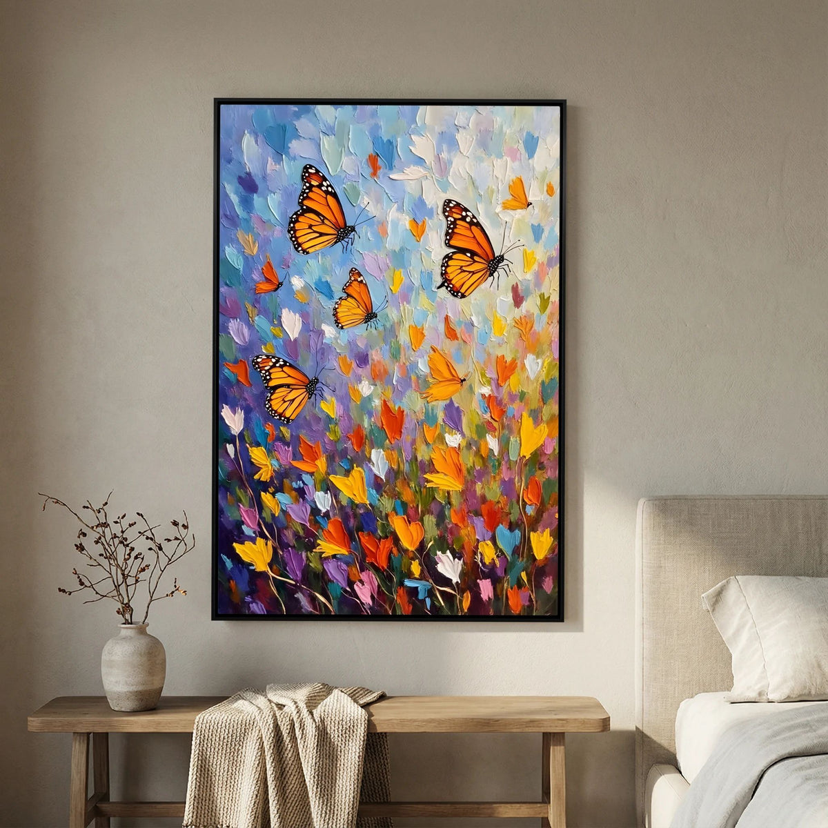 Monarch Butterfly Abstract Wall Canvas Oil Style