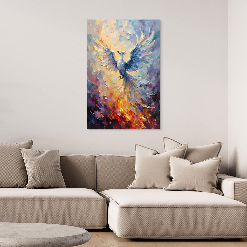 Phoenix In Flight Vibrant Majestic Minimalist Oil Style Decor