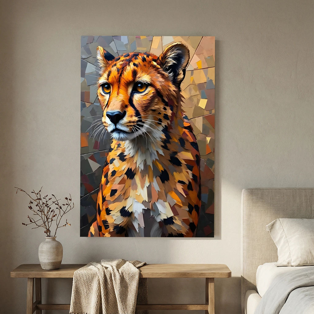Oil Style Abstract Cheetah Statement Minimalist Wall Canvas
