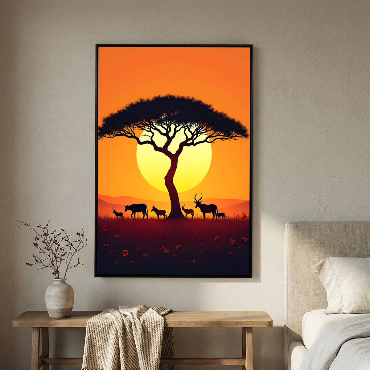 African Planes At Dusk Wall Canvas