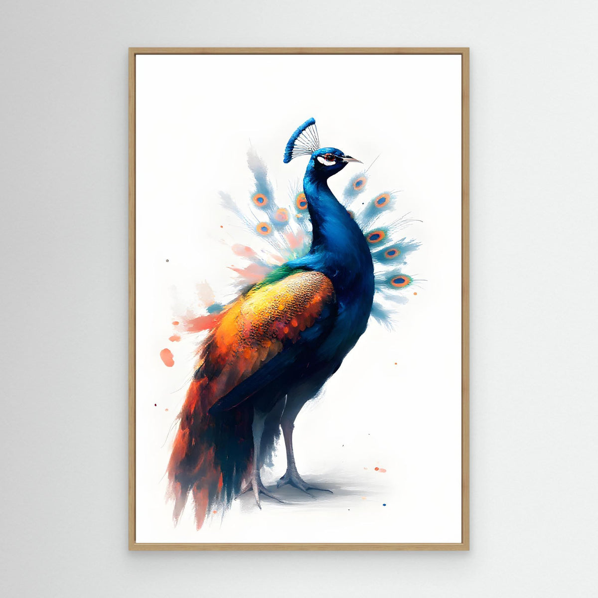 Abstract Peacock Canvas Wall Art Print Modern Oil Style Minimalist