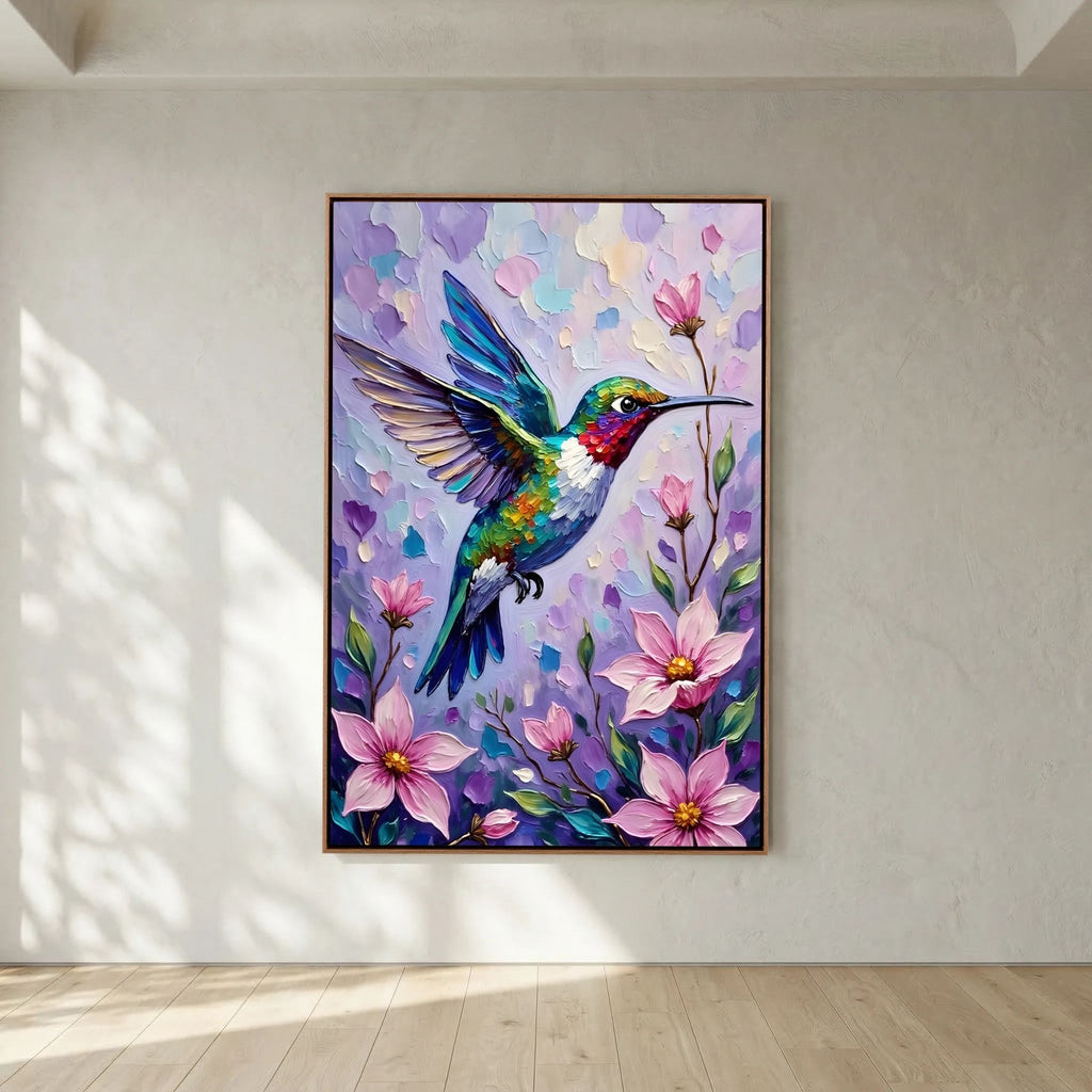 Humming Bird Abstract Wall Art Oil Style Canvas