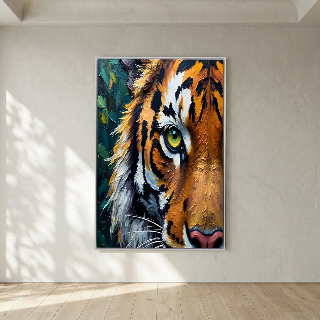Bold Tiger Abstract Oil Style Canvas Wall Art