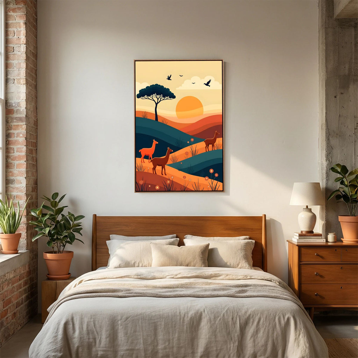 Trio Of Alpaca On Planes Canvas Wall Art