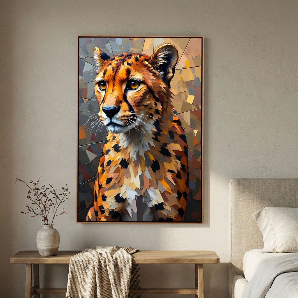Oil Style Abstract Cheetah Statement Minimalist Wall Canvas