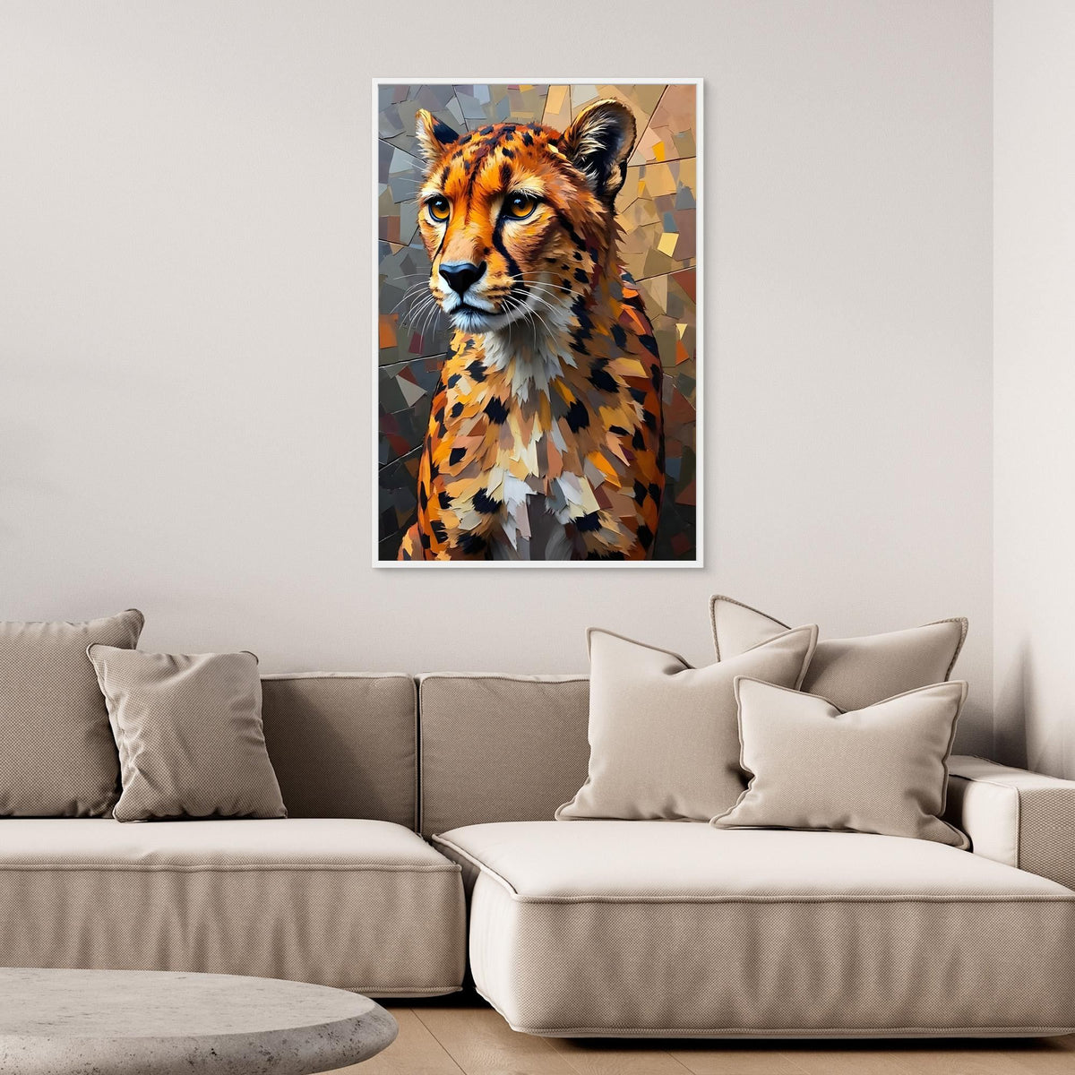 Oil Style Abstract Cheetah Statement Minimalist Wall Canvas