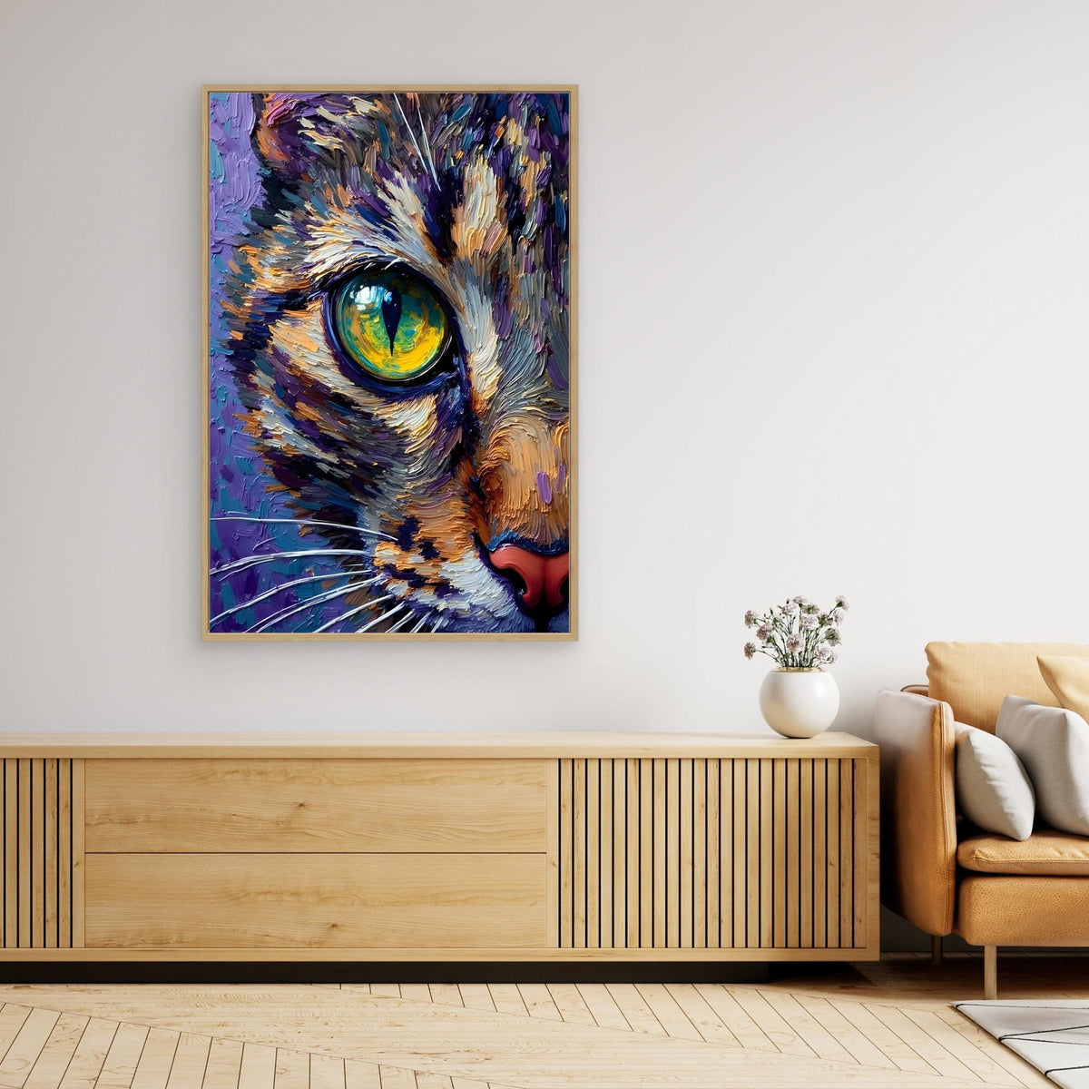 Abstract Domestic Cat Oil Style Canvas Minimalist Wall Decor