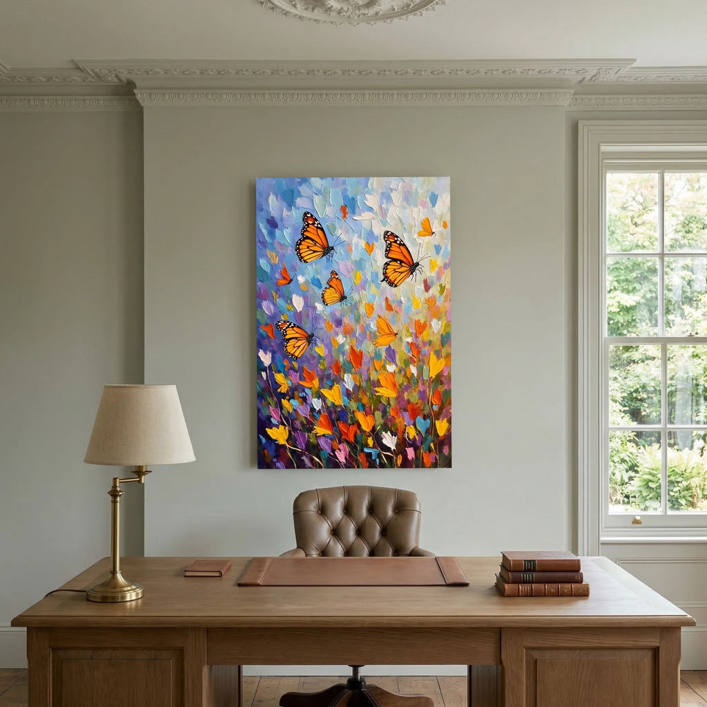 Monarch Butterfly Abstract Wall Canvas Oil Style