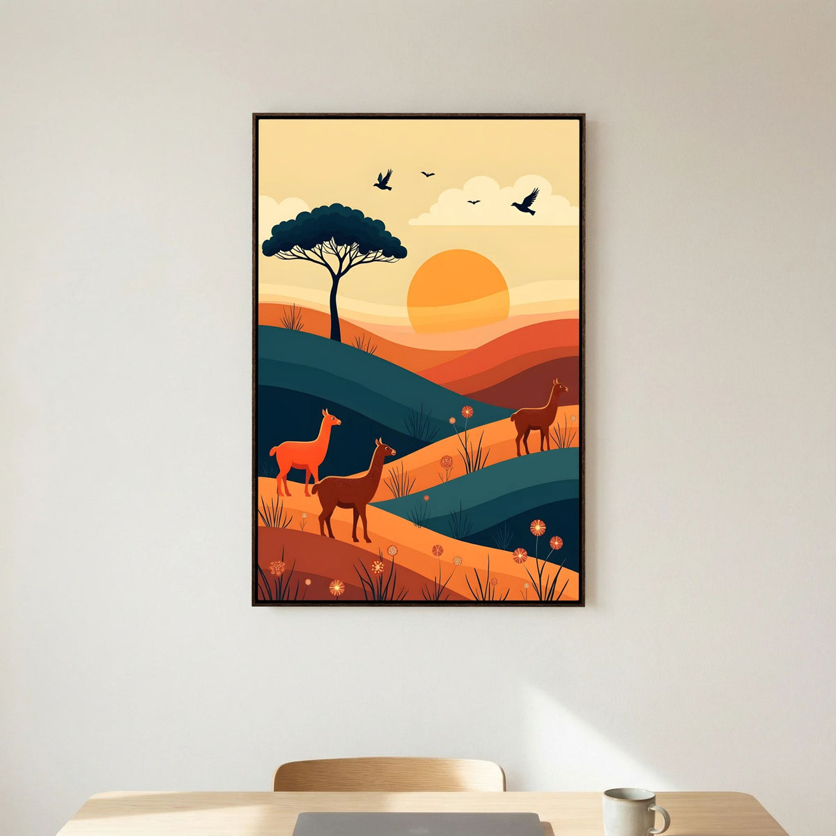 Trio Of Alpaca On Planes Canvas Wall Art