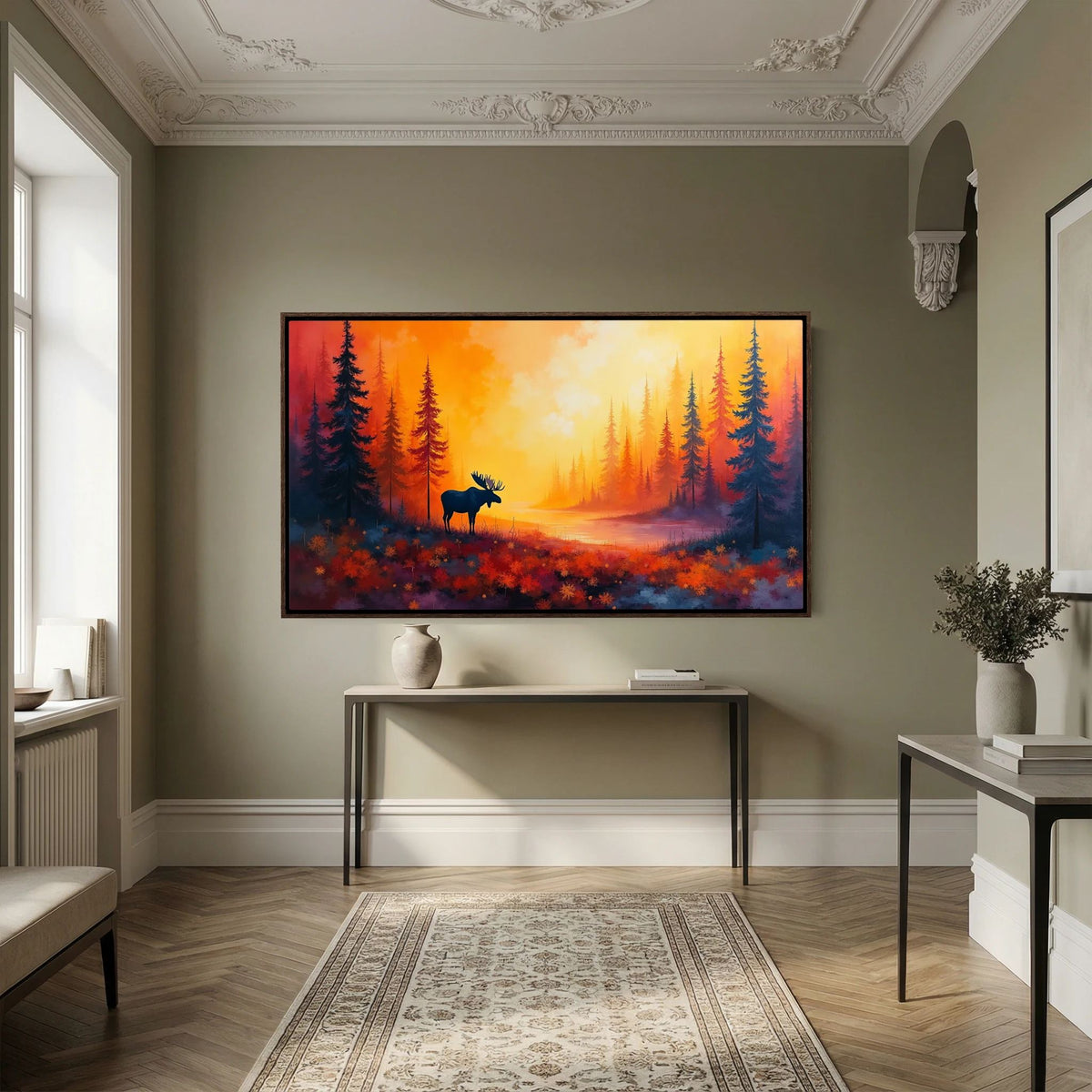 Moose At Sun Down In The Wilderness Wall Canvas