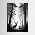 Night Forest Stag & Doe Wall Canvas 