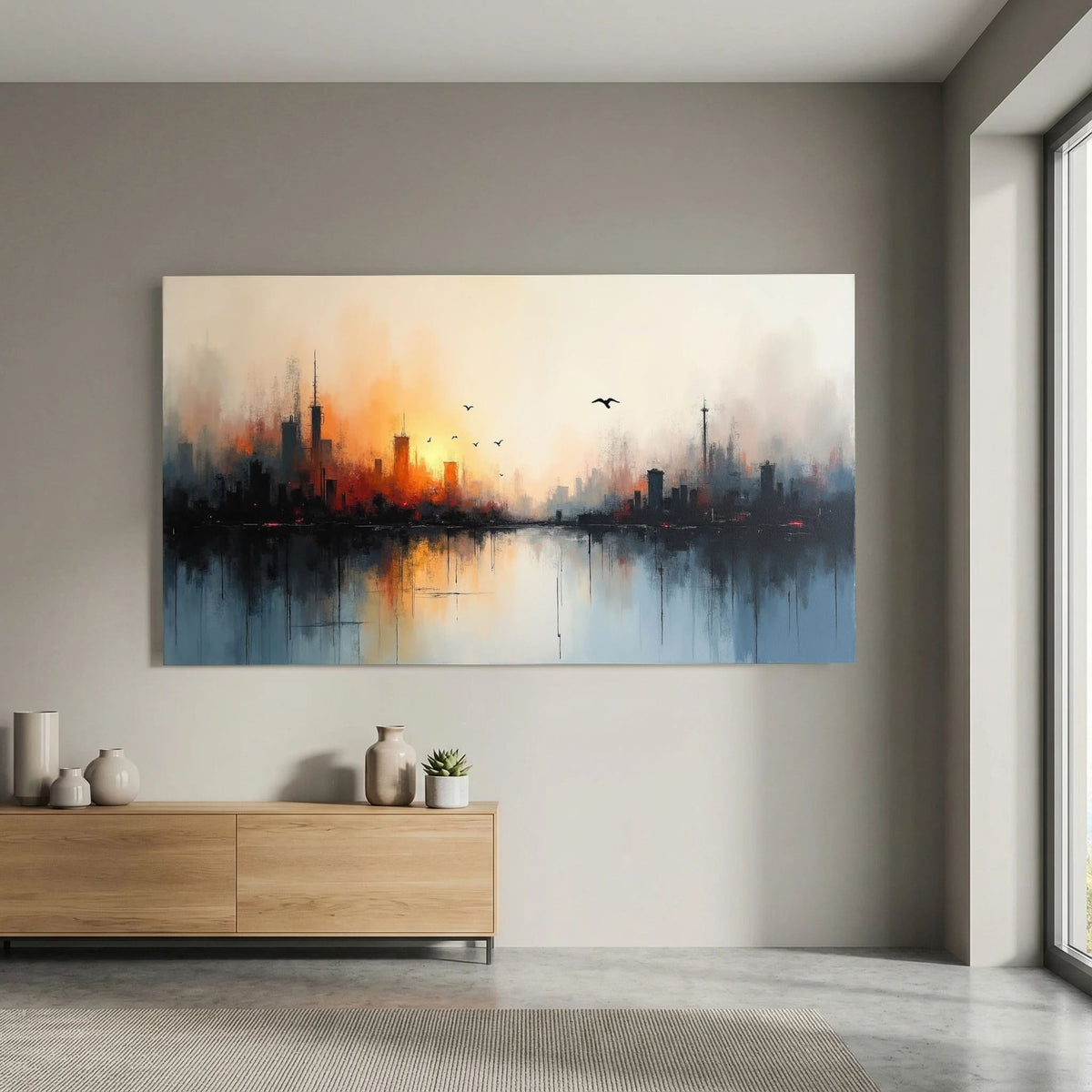Cityscape At sunset Canvas Wall Art 