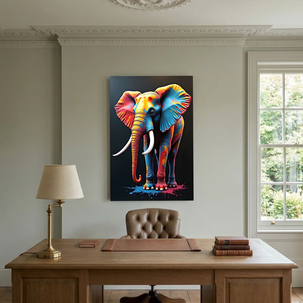 Abstract Elephant Canvas Wall Art, Modern Safari Print, Warm Toned Statement Decor, Poly-Cotton Framed Wildlife Art, Gift