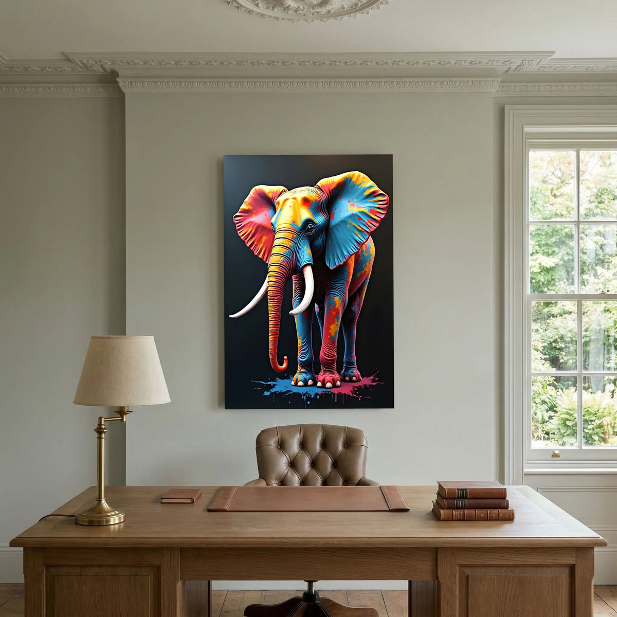 Abstract Elephant Canvas Wall Art, Modern Safari Print, Warm Toned Statement Decor, Poly-Cotton Framed Wildlife Art, Gift