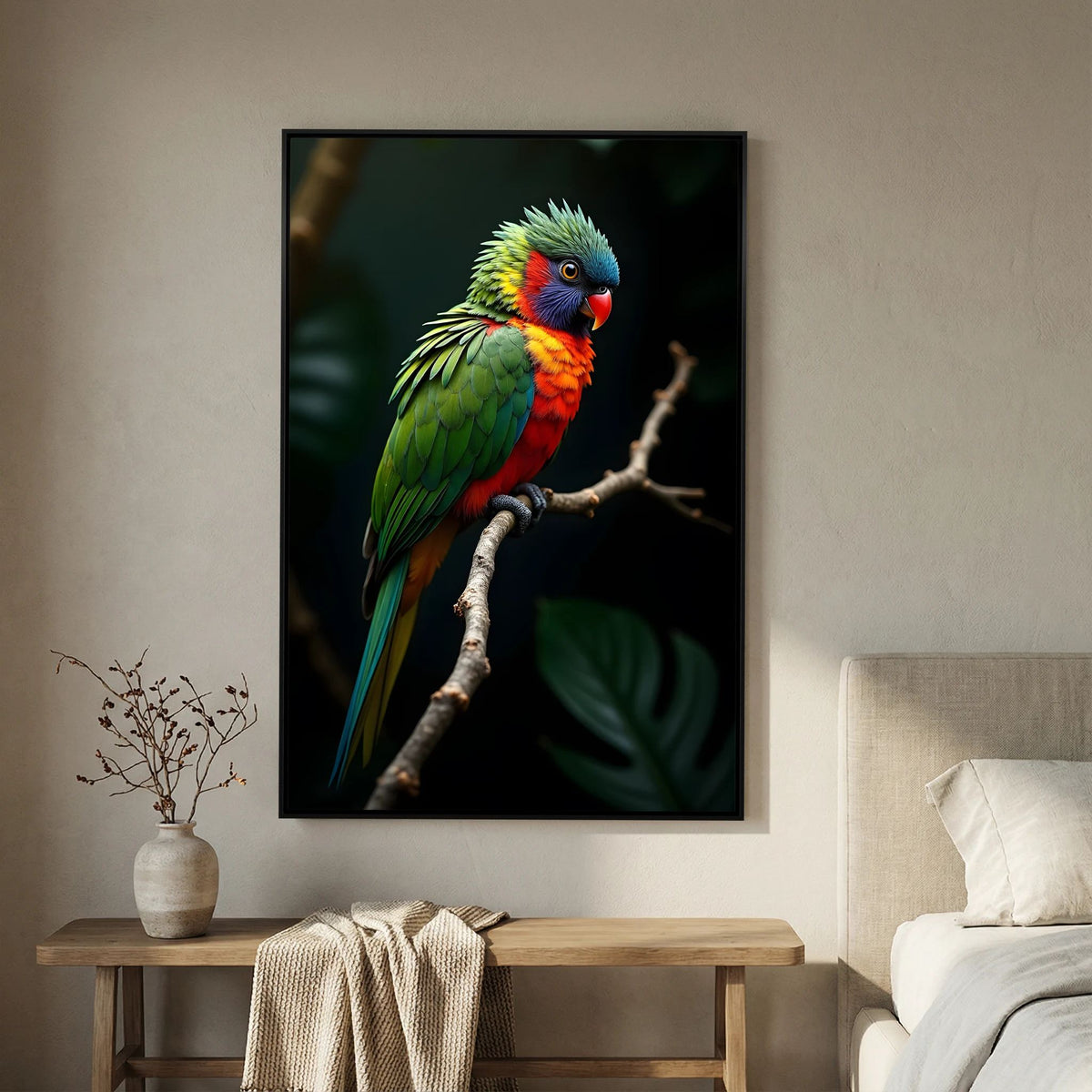 Ruffled Parrot Colourful Wall Canvas Minimalist Wall Decor
