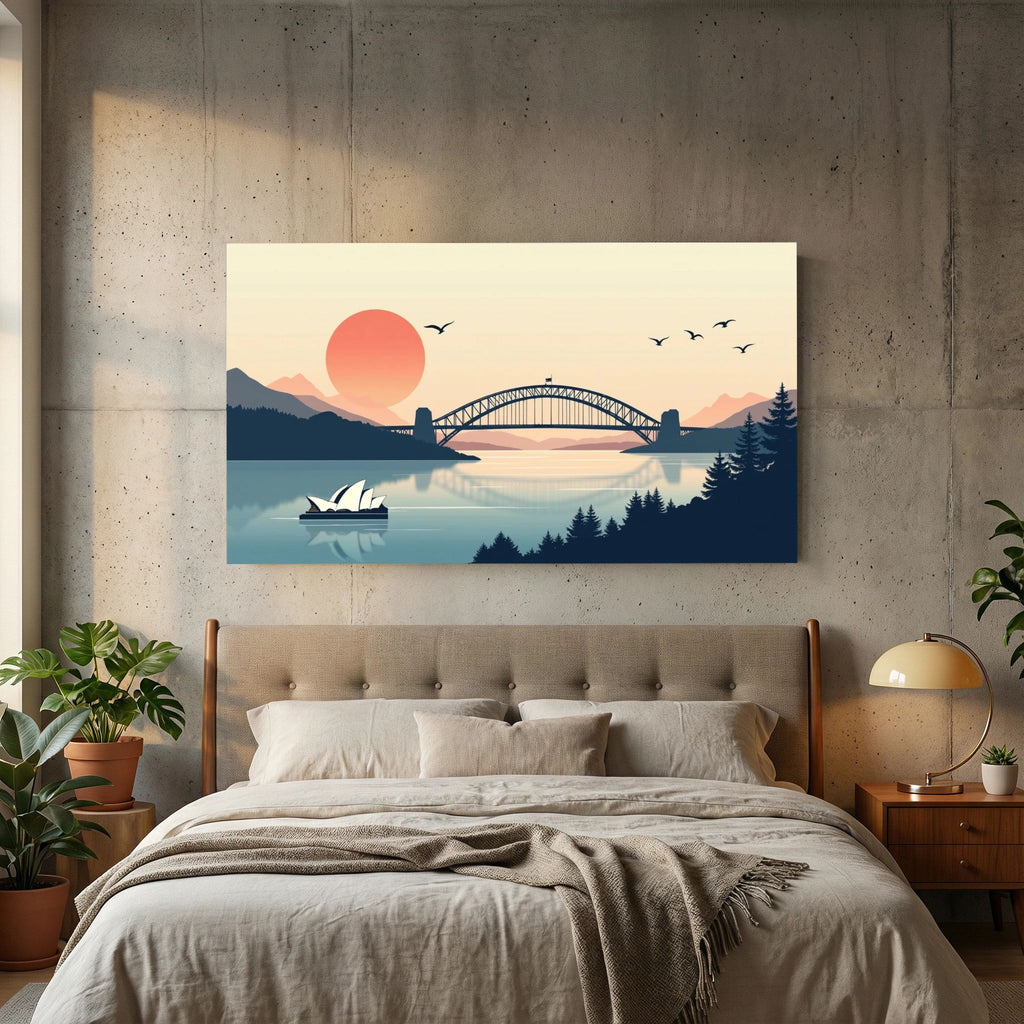 Abstract Sydney Harbour Boat At Sunset